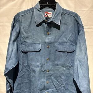 VTG Mickey Inc Men's Denim Blue Shirt Embroidered Disney Characters